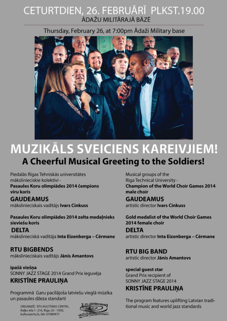 RTU kolektīvi sniedz muzikālu sveicienu kareivjiem
